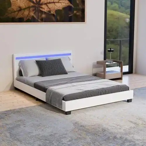 Futonbett 180 x 200 Juskys Polsterbett Paris, mit LED Beleuchtung