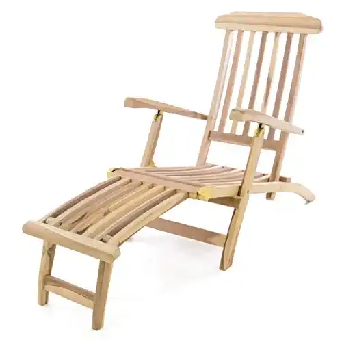 Deckchair Teak Divero Liegestuhl eleganter Deckchair