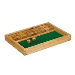 Shut the Box Relaxdays 10023500 9er, 2 Holzwürfel & Würfelbrett