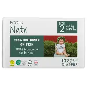 Biowindeln Eco by Naty, Größe 2, 132 Windeln, 3–6 kg