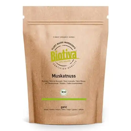 Muskatnuss Biotiva Bio 10 – 12 Stück, 70g – Ganze Muskatnüsse