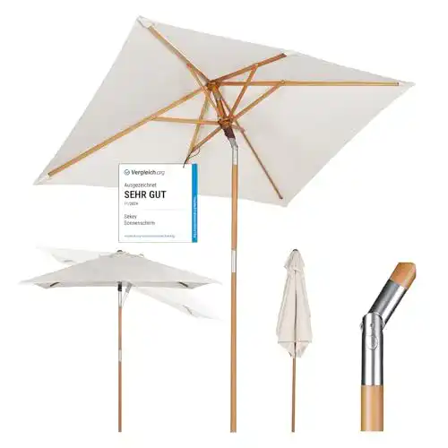 Sonnenschirm Holz Sekey ® 200 × 150 cm, UV50+ Creme