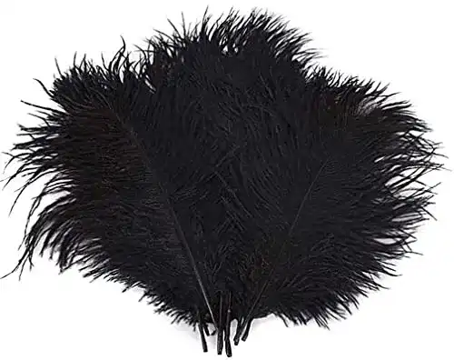 Schwarze Federn Crenze 10Pcs Straußenfedern 30-35cm, schwarz