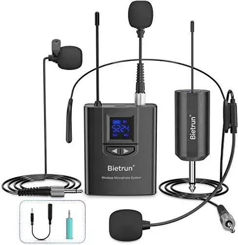 Ansteckmikrofon Funk Bietrun drahtlos Mikrofon UHF Lavalier