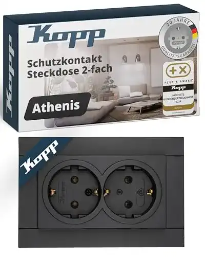 Kopp-Steckdosen KOPP 929515083 Athenis, 2-fach, anthrazit