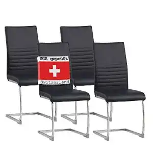 Schwingstuhl ALBATROS Freischwinger BURANO 4-er Set Schwarz