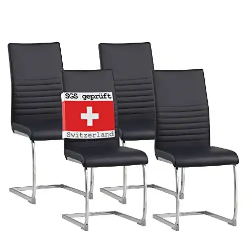 Schwingstuhl ALBATROS Freischwinger BURANO 4-er Set Schwarz