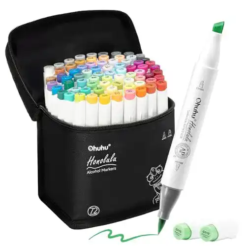 Alkoholmarker Ohuhu Pinsel Alkohol Marker Stift mit 72 Farben