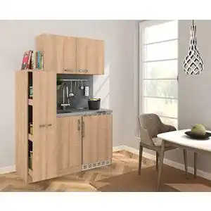 Miniküche respekta Küche Küchenzeile Pantry, 130 cm Eiche