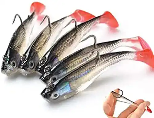 Angelköder XHONG 5 x, 3D-Augen, weich, Topwater Popper Elritze