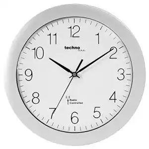 Funk-Wanduhr lautlos Technoline, WT 8000, Ø 30cm, Silber