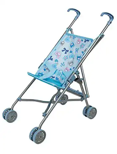 Puppenbuggy Idena 40069 – zusammenklappbar, blauer Bezug