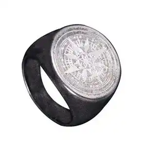 Siegelring HIJONES Herren Edelstahl Retro Kompass Mysteriösen