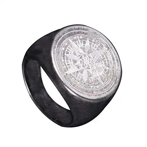 Siegelring HIJONES Herren Edelstahl Retro Kompass Mysteriösen