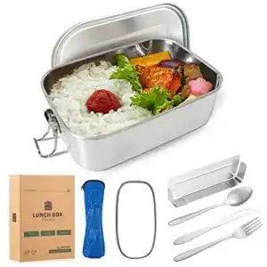 Edelstahl-Brotdose Deco mit Besteck und Bestecktasche 1400ml