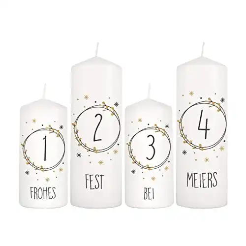 Adventskerzen Herz & Heim ® Set mit Aufdruck, 4 Stück