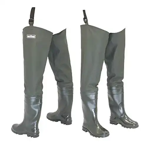 Watstiefel FortMen Herren Anglerhose mit Stiefel wasserdichte Wathose Lange Watthosen Gummistiefel Fishing Boots Angeln