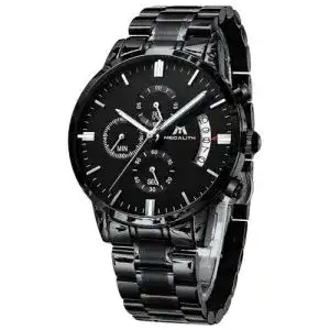 Chronograph MEGALITH Herrenuhr Schwarz Edelstahl Militär