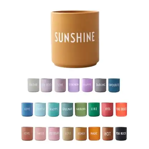 Kaffeetassen Design Letters Lieblingsbecher Senffarben SUNSHINE