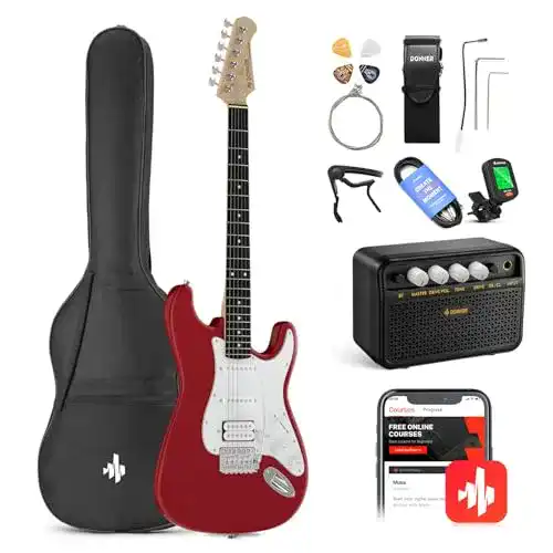 Donner-Gitarre Donner E-Gitarre Set 39 Zoll mit Verstärker, Tasche
