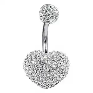 Piercing Bodytrend CZ Kristall-Herz, Bauchnabel, 3D, handgefertigt