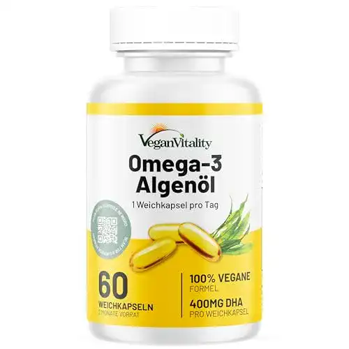Algenöl Vegan Vitality Vegan Omega-3 Fettsäuren, 60 Kapseln