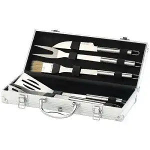 Grillkoffer Rosenstein & Söhne: Edelstahl-Grillbesteck