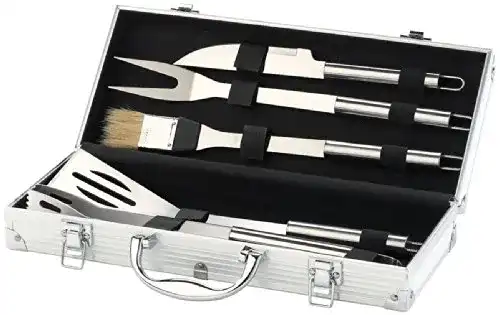 Grillkoffer Rosenstein & Söhne: Edelstahl-Grillbesteck