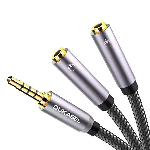 Kopfhörer-Splitter DuKabel Headset Splitter 30cm Nylon 3,5mm