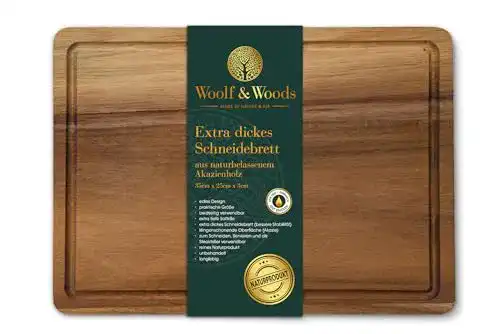 Schneidebrett Akazie Woolf & Woods, Holz, extra dick, nachhaltig