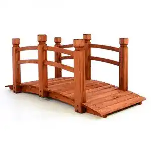 Teichbrücke Nexos GH35073 Holzbrücke mit Geländer, rotbraun