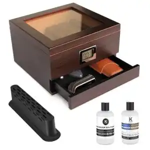 Humidor CASE ELEGANCE Handgefertigt, Zeder, Befeuchtergel