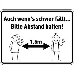 Abstand-Schild KLAR Kunststoff PVC Hinweisschild 150x200mm