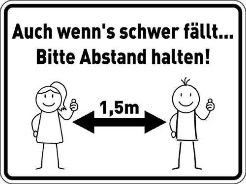 Abstand-Schild KLAR Kunststoff PVC Hinweisschild 150x200mm