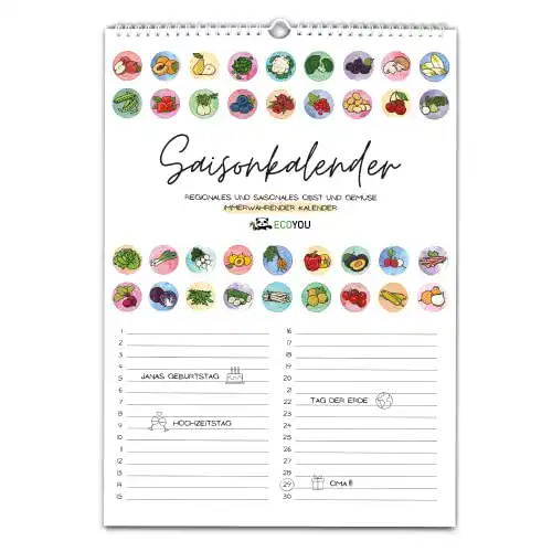 Die beste Saisonkalender EcoYou für Obst und Gemüse, A3 2026 Test Bestseller Saisonkalender EcoYou für Obst und Gemüse, A3