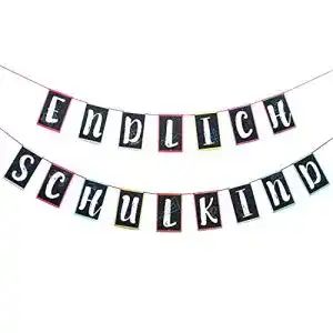 Girlande Oblique Unique ® Endlich Schulkind Hänge Deko