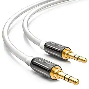 Aux-Kabel deleyCON 7,5m Klinkenkabel 3,5mm, Weiß