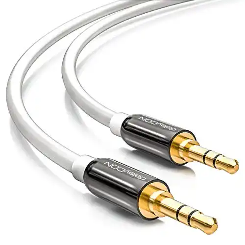 Aux-Kabel deleyCON 7,5m Klinkenkabel 3,5mm, Weiß