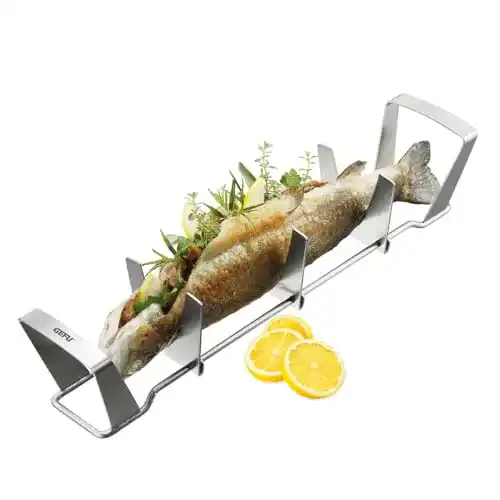 Fischbräter GEFU Fish Rack Fischhalter BBQ, Gas- und Kohlegrill