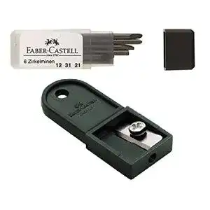 Zirkelminen Faber-Castell dose, Ersatzminen 6er Dose + Spitzer