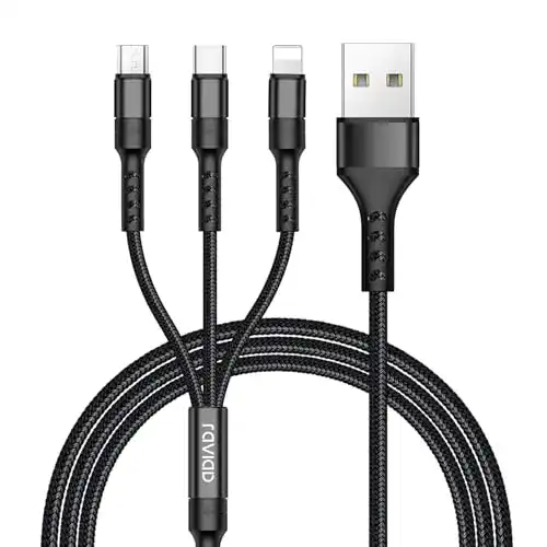 Multi-Ladekabel RAVIAD Multi USB Ladekabel 1.2M Nylon 3 in 1