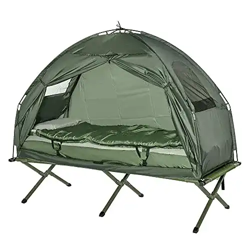 Feldbett mit Zelt Outsunny Feldbett 4 in 1 Camping Set mit Zelt