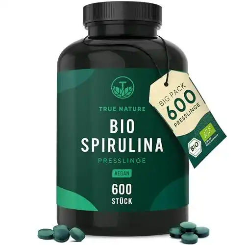 Spirulina TRUE NATURE Bio Presslinge, 600 Tabletten (500mg)