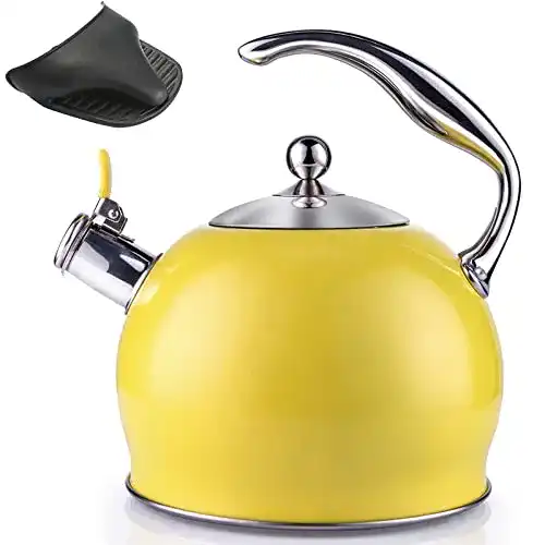 Wasserkessel SUSTEAS Pfeifkessel aus Edelstahl, 3L (Gelb)
