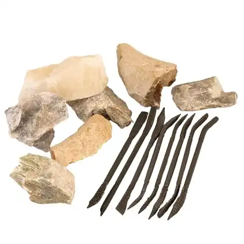 Speckstein artdee Set: 1,5 kg + 8 Feilen