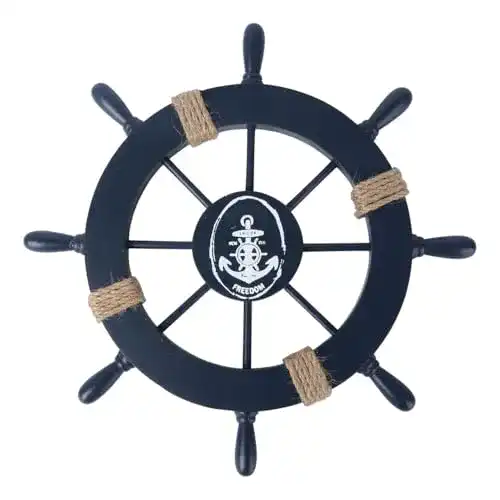 Steuerrad rosenice Schiff-, Holz, Maritimes Dekor, Holz, dunkelblau