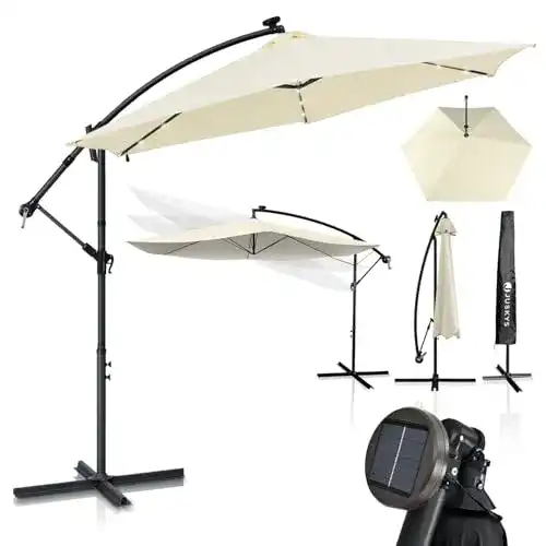 Sonnenschirm mit Ständer Juskys Ampelschirm Brazil 300 cm LED