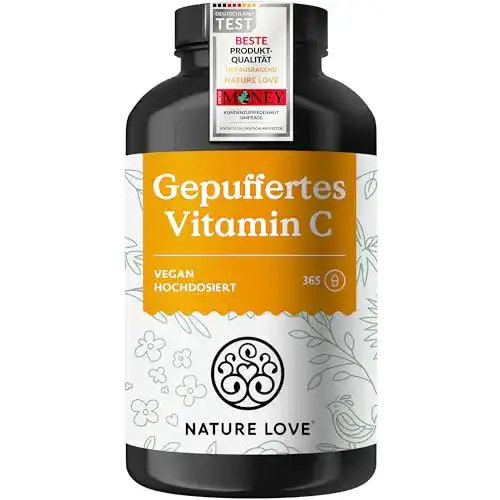 Vitamin C Nature Love ® Gepuffertes pflanzliches, 365 Kapseln