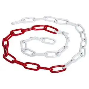 Absperrkette Metall KA 10 m Absperrkette – Stahl – rot/weiß