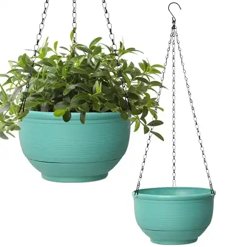 Blumenampel T4U 23cm Plastik Selbstbewässerung Türkis Blau 2er